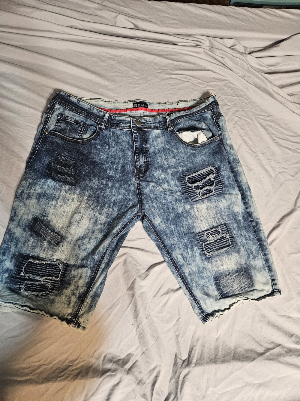 Men's Distressed Light Blue Denim Jean Shorts